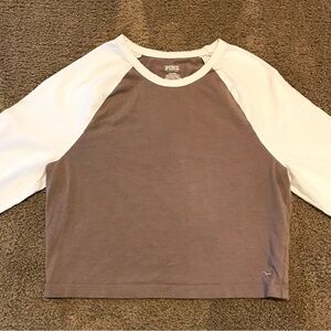 Victoria Secret Pink Cropped long-sleeve raglan top size M